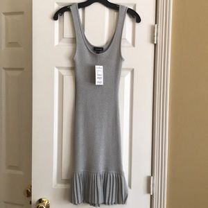 Rib tank silver dress w/ pleats
